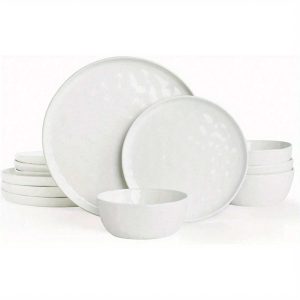 Plates And Bowls Set, 12 Pieces Dinnerware Sets, Dishes Set For 4, White White