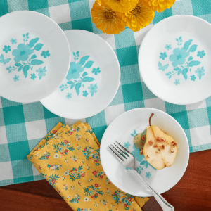 4-Piece Appetizer Plate Set, Teal