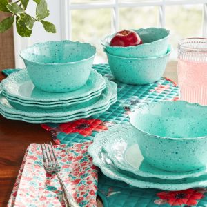 Elegant 12-Piece Teal Melamine Dinnerware Set - Durable & Stylish Tableware by Juliette