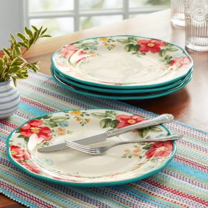 Vintage Floral 4-Piece Dinner Plate Set